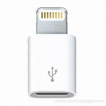 Lightning 8-pin to Micro USB Connector, 5-pin Female Adapter for iPhone 5